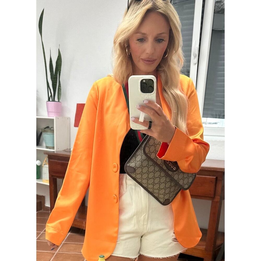 Show Me Your Mumu Felix Blazer Tangerine Orange Satin XXL NWT